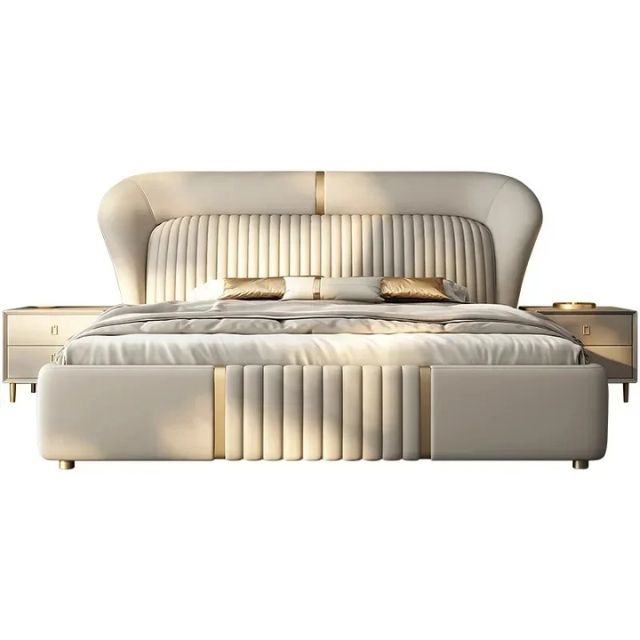 Gold double bed luxury for large hotel bedroom & Bed For Adults - Image 3